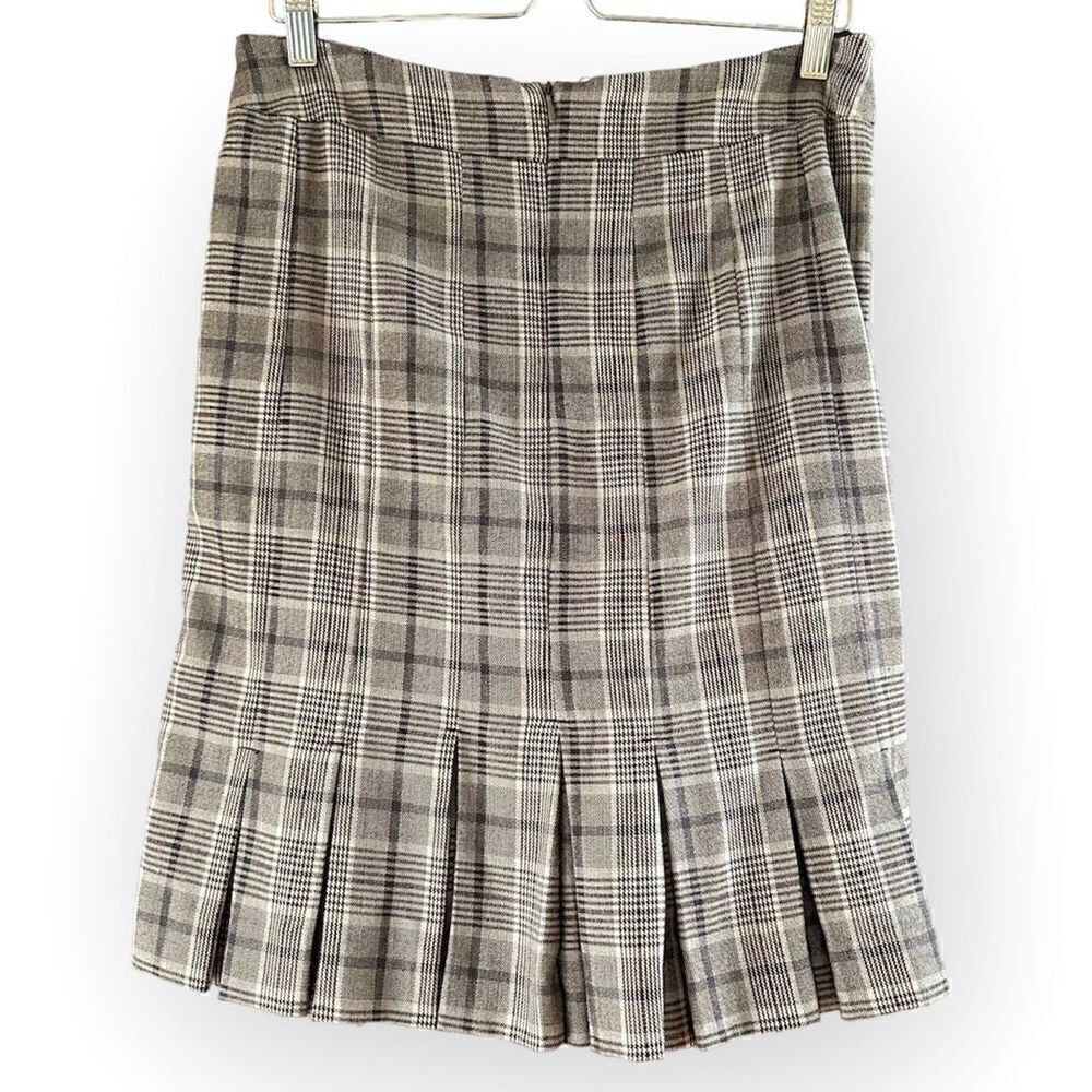 90’s Ninety Box Pleaded Plaid Knee Length Skirt 8